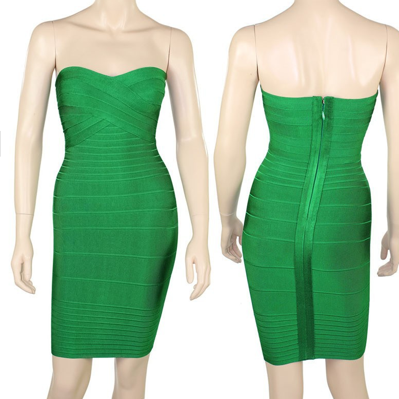 Strapless Bandage Dress - Green
